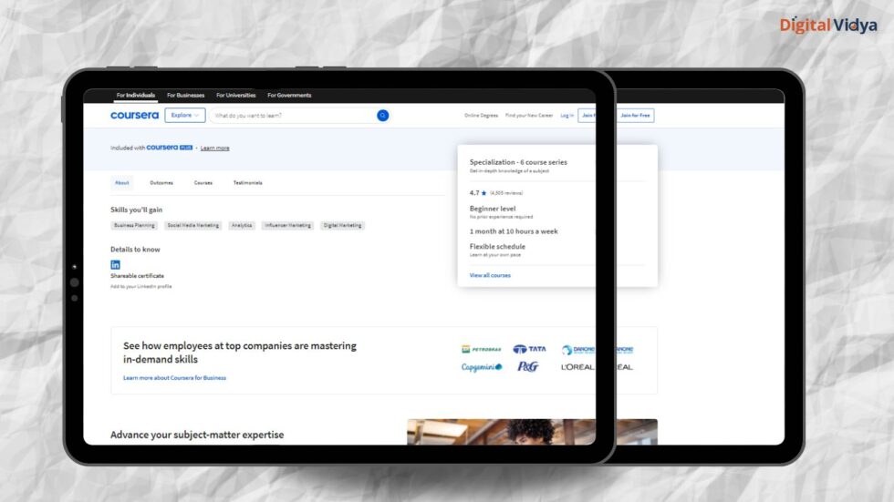 Coursera social media marketing specialization course