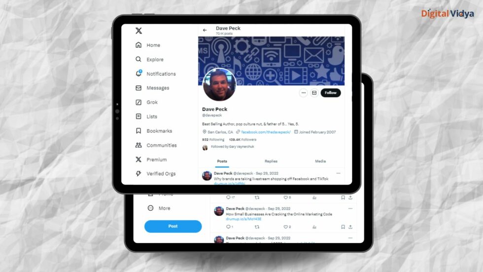 Dave peck is a digital marketing specialist on twitter.