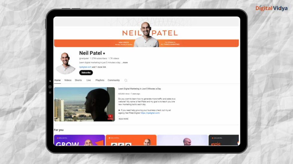 Neil patel youtube channel