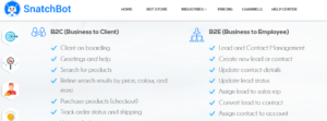 Few of snapbot features for b2c and b2e