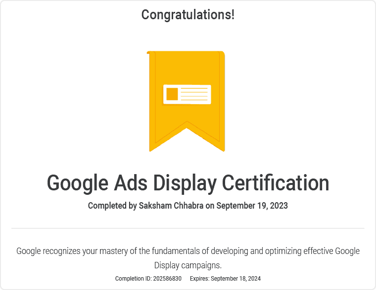 Google Ads Display Certification