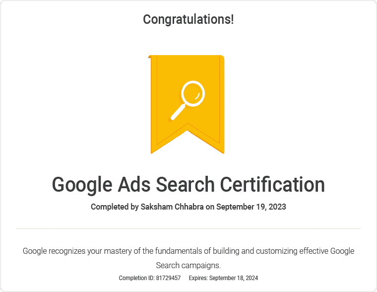 Google Ads Search Certification