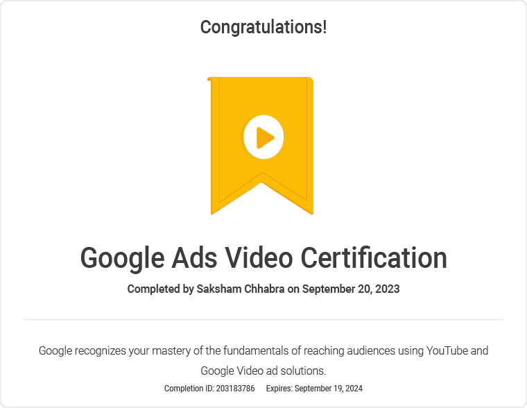 Google Ads Video Certification