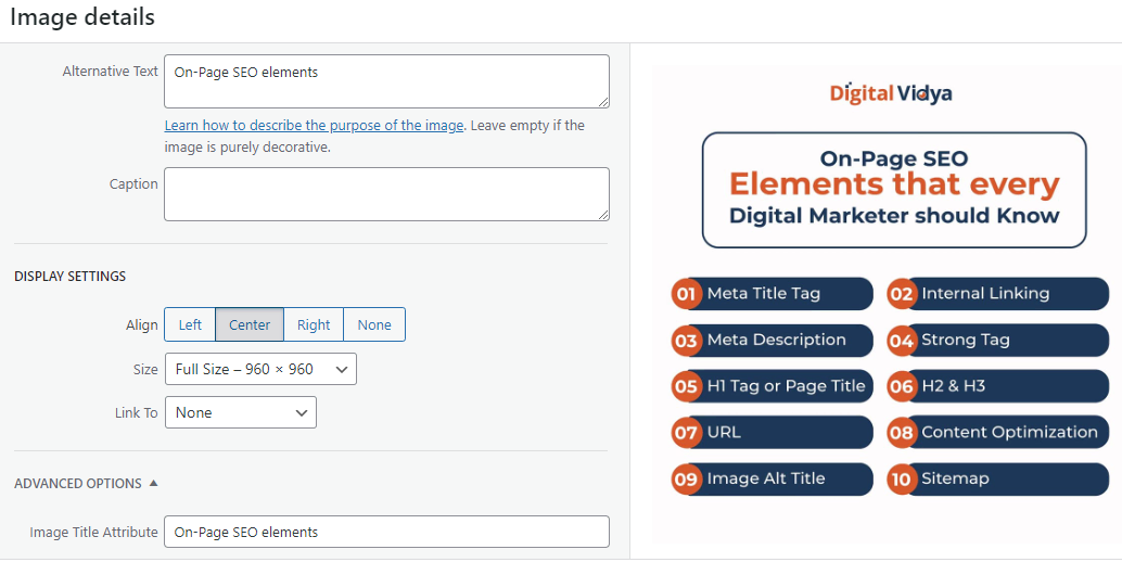 Image optimization in on-page seo