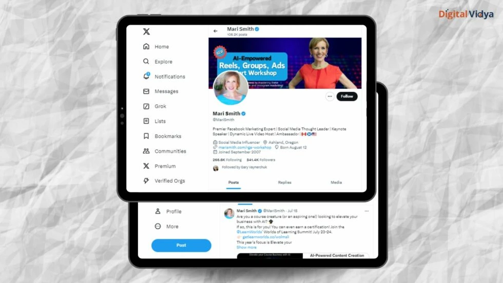 Mari smith is social media and branding expert on twitter.