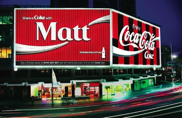 Coca cola 'share a coke' campaign
