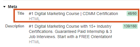Meta title in on-page seo