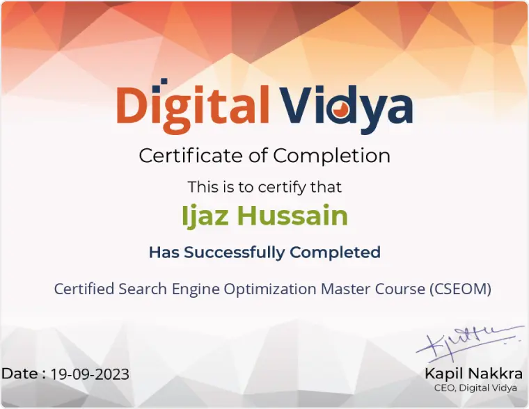 Search Engine Optimization Certificate