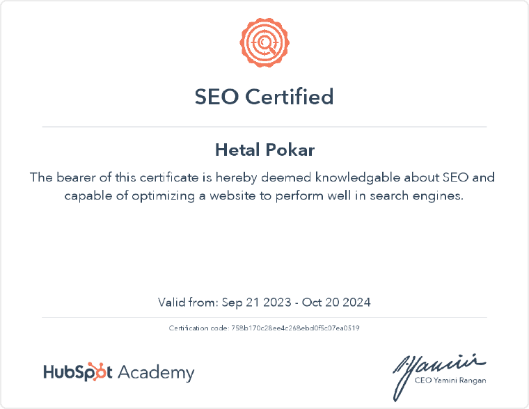 Hubspot SEO Certification