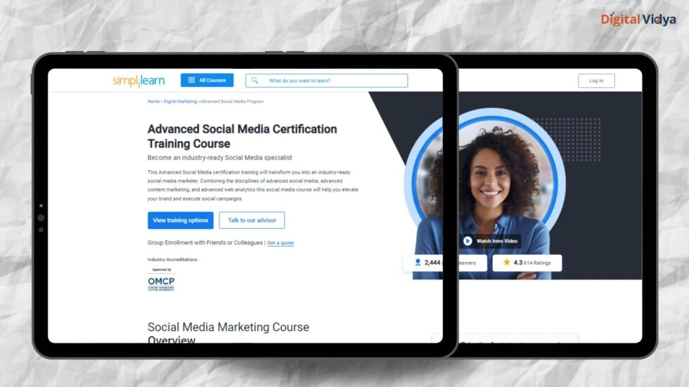 Simplilearn advanced social media certification program