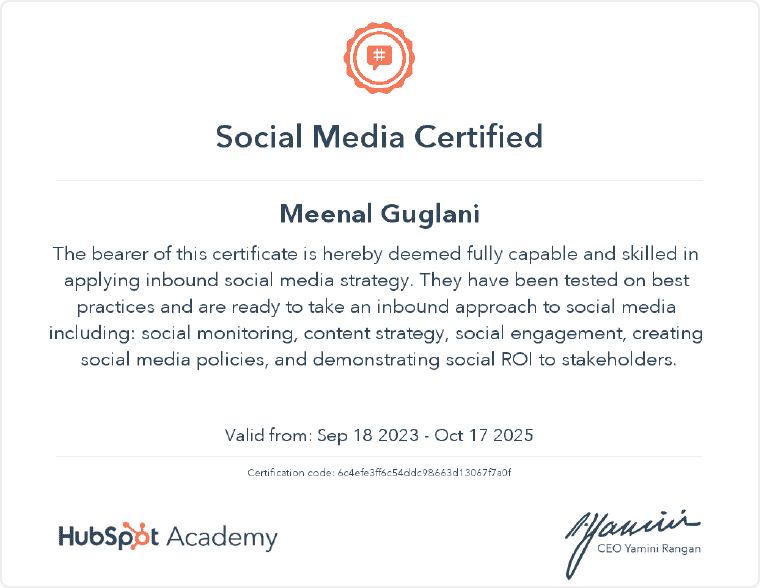 Hubspot Social Media Certification