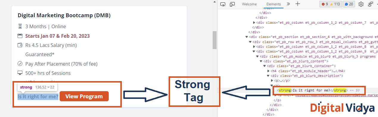 Strong tag use in on-page seo