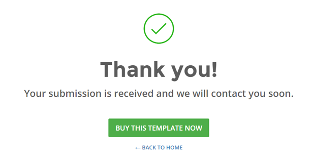 Thank you page template