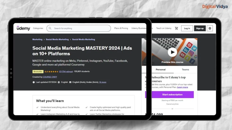 Udemy social media marketing mastery